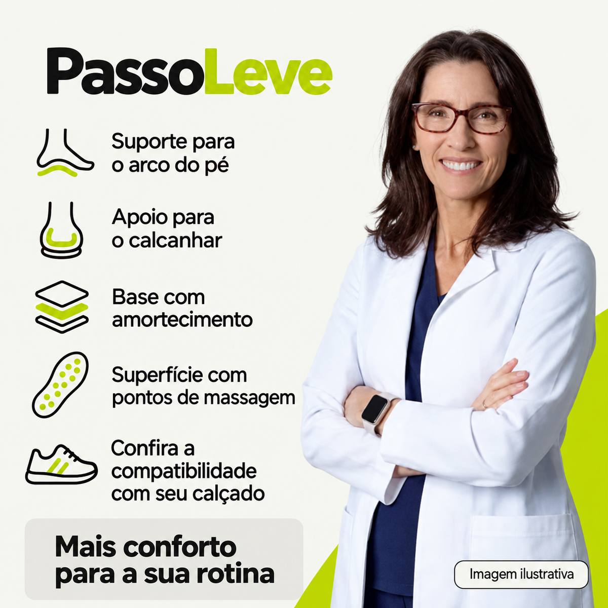 PassoLeve — Palmilhas de Conforto para Calcanhar e Arco do Pé