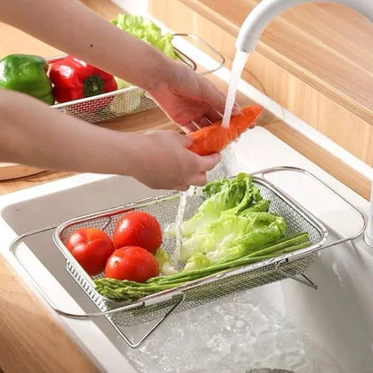 InoxCest - Cesto Escorredor de Frutas Verduras e Talheres de Aço Inoxidável Com Suporte Para Fruteira - Entrega Grátis